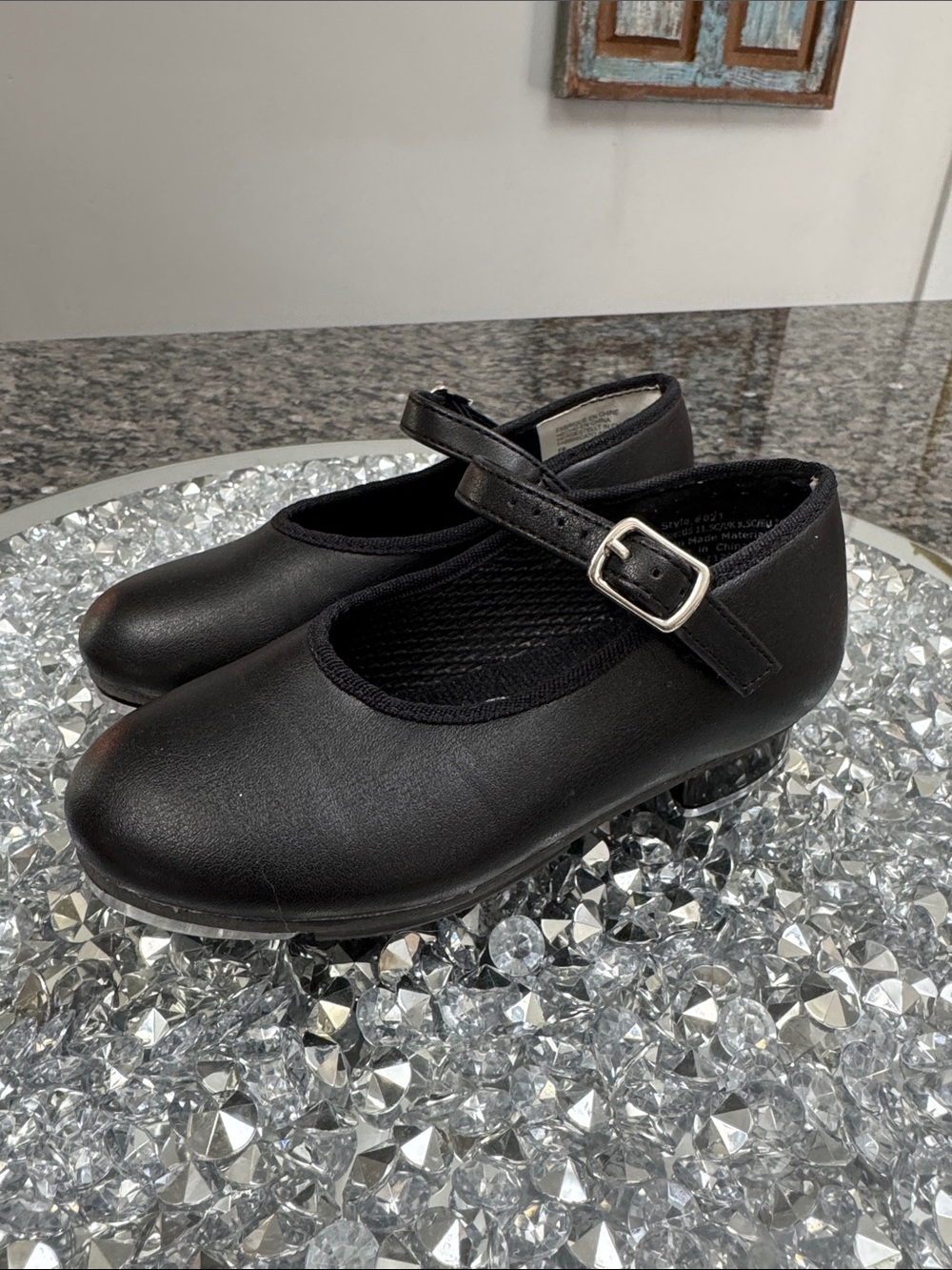 Girls Black Mary Jane Tap Shoes EUC 11.5